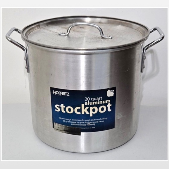 Hoffritz Stockpot 20 Quart Aluminum Silver With Lid Large Cooking Pot - Picture 1 of 14
